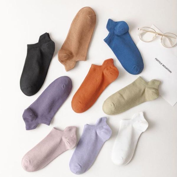 

pairs pack summer short men socks set breathable solid color casual male cotton ankle no show slippers meias street wear men's, Black