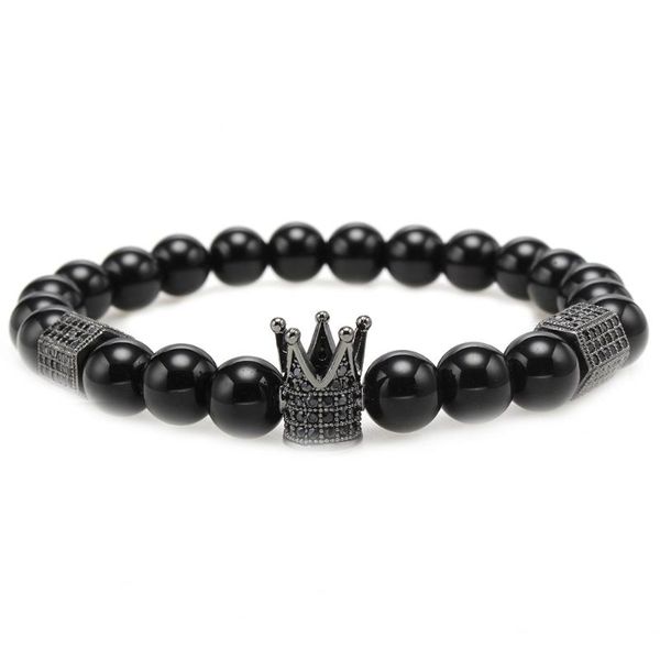 

charm bracelets european and american selling simple elegant color preserving copper micro inlaid zircon bead bracelet crown, Golden;silver