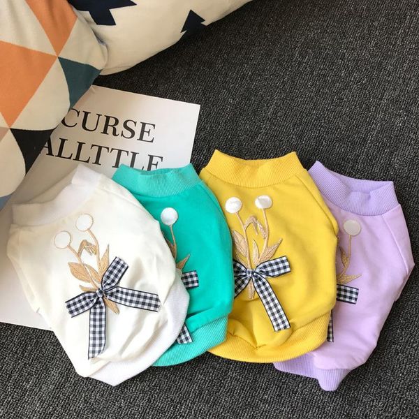 

dog apparel pet clothes summer dress bow t-shirt teddy bear schnauzer cow