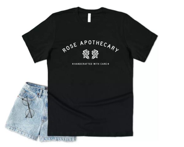 

rose apothecary t-shirt tee schitt's slogan funny tv show us roses, White;black