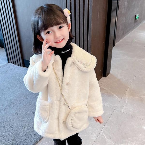

jackets 2021 sweet style girls coats warm plush kids outerwear embroidered children clothing autumn winter student cotton-padded jacket, Blue;gray