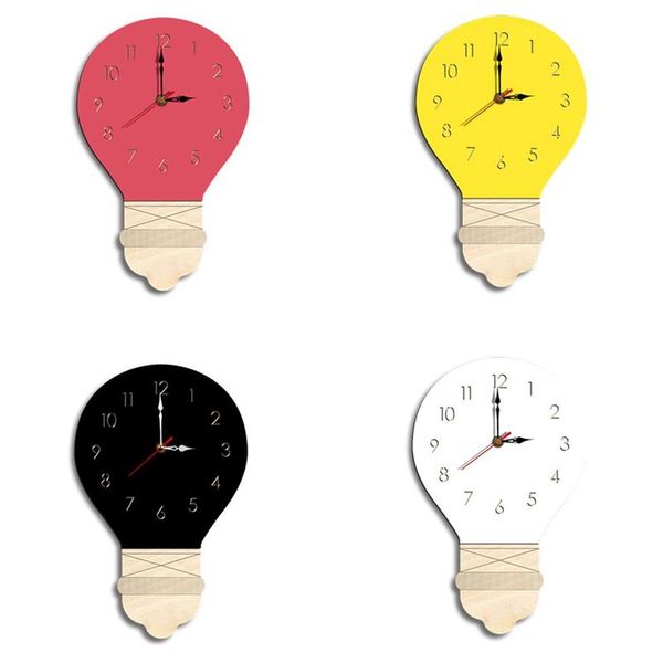 

room decoration digital clock nordic style light bulb wall home life mute clocks