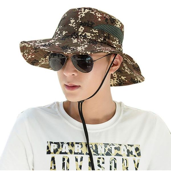 

outdoor hats 2021 men women mesh summer fishing hiking cap wide brim uv protection flap hat breathable beach camouflage fisherman, Black;white