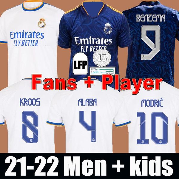 

real madrid jerseys 21 22 soccer football shirts away blue fans player version 2021 2022 alaba hazard benzema asensio modric marcelo camiset, Black