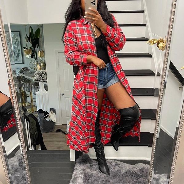 

women's trench coats autumn vintage lattice plaid coat shirt casual ladies winter long fashion women windbreaker jacket, Tan;black