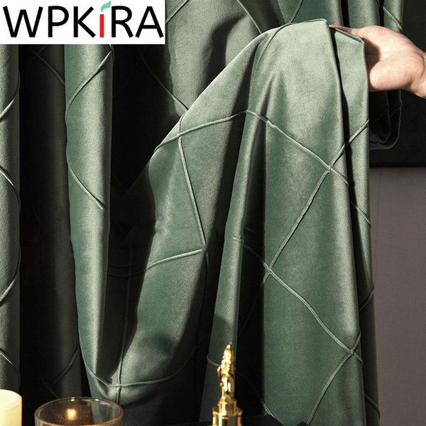 

curtain & drapes high grade dark green velvet plaid blackout for living room bedroom villa el american luxury blue window &e