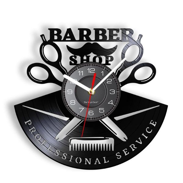 

wall clocks barber shop vintage music record clock hairdressing hair salon hanging watch professional service accessories decor