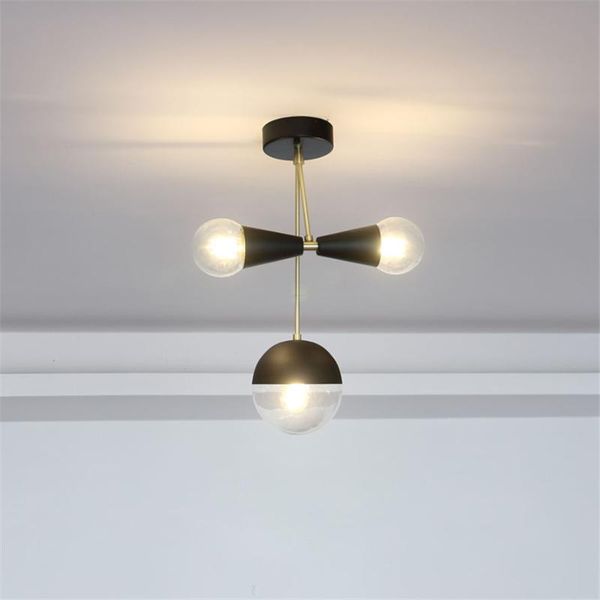 

ceiling lights nordic modern design 3 heads glass ball lamp for hallway living room home deco black indoor lighting fixtures