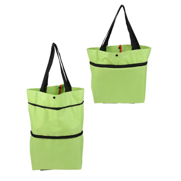 

storage bags 2pcs folding shopping pulley portable cart reusable pouches
