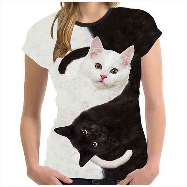 

woman kawaii tee shirt clothes black white cats design aesthetic ropa mujer femme blouses and
