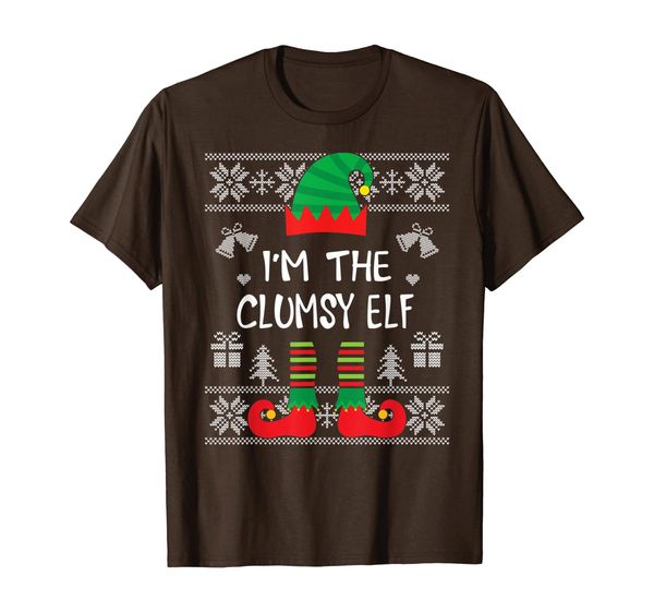 

i'm the clumsy elf ugly sweater matching xmas gifts t-shirt, White;black