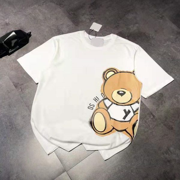 

high version 21 spring and summer new fashion cartoon print children's fun age reduction fresh leisure comfortable couple short sleeve, White