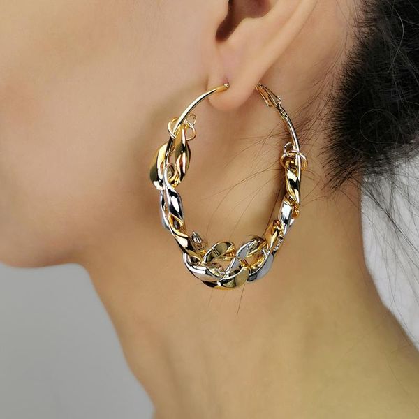 

hoop & huggie manilai chunky acrylic chains earrings for women statement earring big brincos 2021 fashion jewelry, Golden;silver