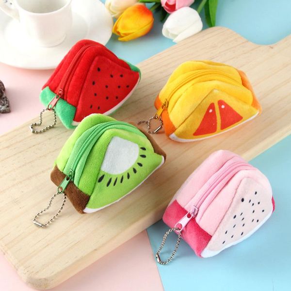 

cartoon children's holiday gift creative plush three-dimensional triangle fruit coin purse bag key ornaments cutewalle storage bags