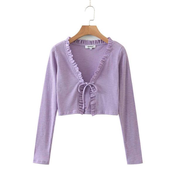 

hsa women autumn cardigans sweater v-neck ruffles sweater cardigans long sleeve lace up knit jumpers stripe vintage jacket 210716, White;black