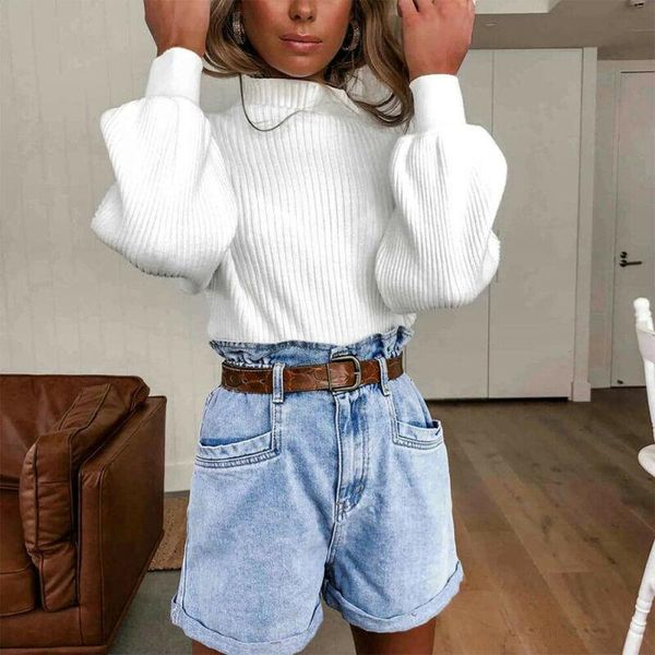 

women's blouses & shirts winter white blouse ladies autumn clothes long sleeve women high neck shirt casual pullover womens clothin