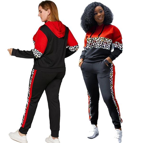 

women's two piece pants plus size sets women leopard long sleeve hooded and pant suit ladies jogging suits sport outfit tracksuit drop, White
