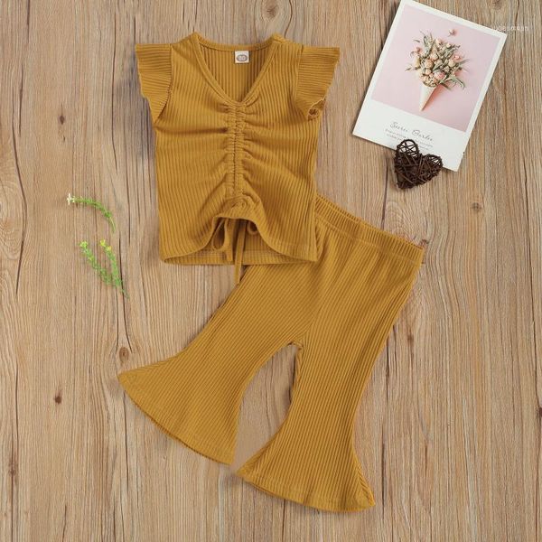 

clothing sets pudcoco born baby girl clothes est fashion sleeve solid color ruffle flared long pants 2pcs outfits11, White