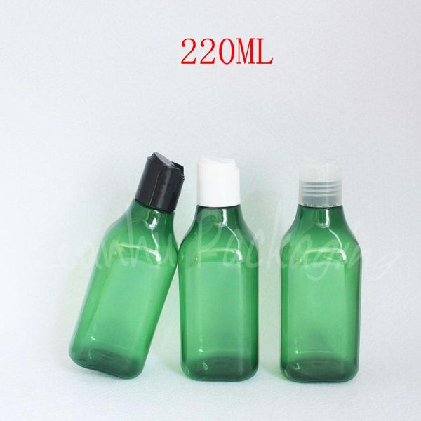 

green square plastic bottle disc cap , 200cc shower gel / lotion packaging empty cosmetic container storage bottles & jars