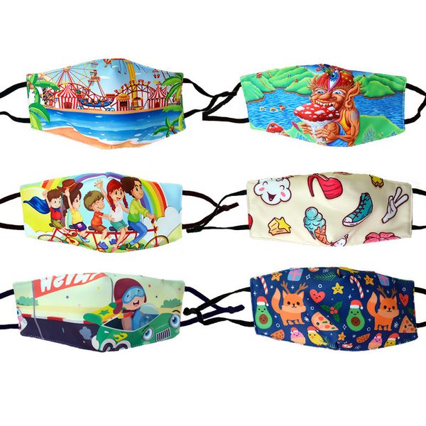 

masks children's cartoon 3d animation cotton color printing cute baby washable