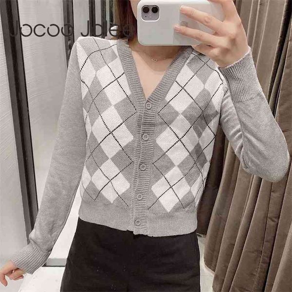 

cardigan women elegant geometric pattern knitted vintage slim sweater coats chic outwear 210416, White;black