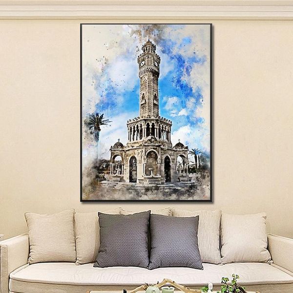 

izmir painting on watercolor canvas wall art picture print home decoration poster living room interior paintings