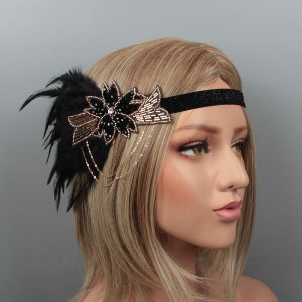 

hair clips & barrettes 1920s feather headband black, Golden;silver