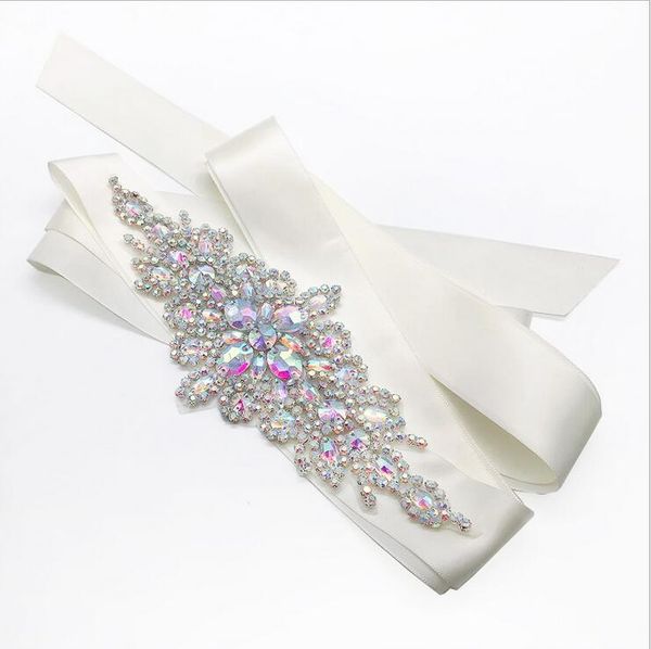 

brÃ¶llopsstrÃ¥lar tillbehÃ¶r handgjorda rhinestone belt bridal fÃ¶r brudtÃ¤rna klÃ¤nningar, White
