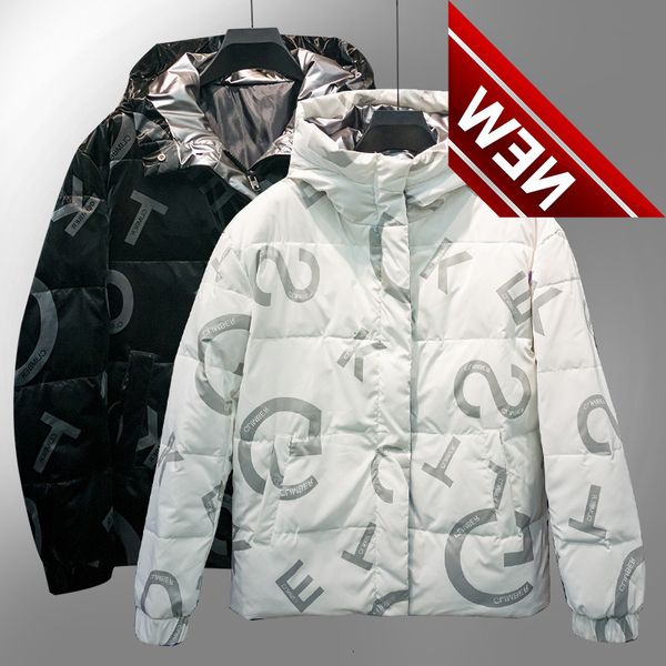 

2021 thick warm new sports casual fashion down jacket men windbreaker winter hooded parka coats clothes jaqueta masculina, Black