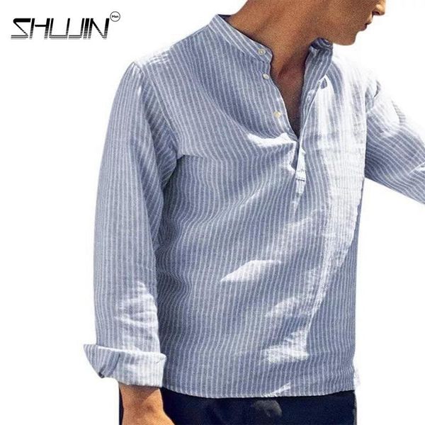 

men's casual shirts 2021 cotton long sleeve mens spring autumn striped slim fit stand collar shirt male clothes plus size 4xl, White;black