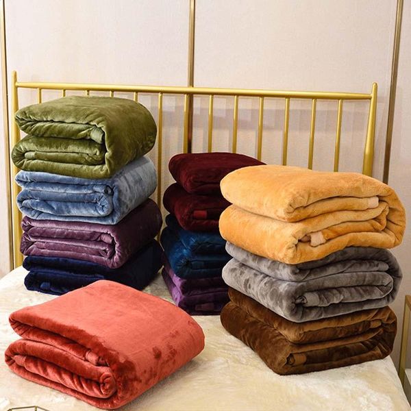 

blankets soft thick velvet blanket for bed sofa winter warm cozy throw office cover coral fleece bedspread grey blue red