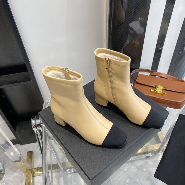 

women's shoes designer high-heeled luxury stitching comfortable brand ankle boots with shoe box, Red;white