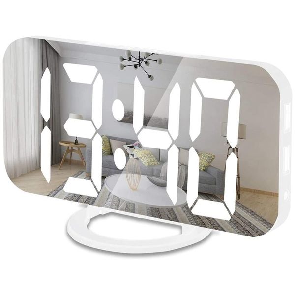 

other clocks & accessories digital alarm clock mirrored led with dual usb charger ports easy snooze function for bedroom home office