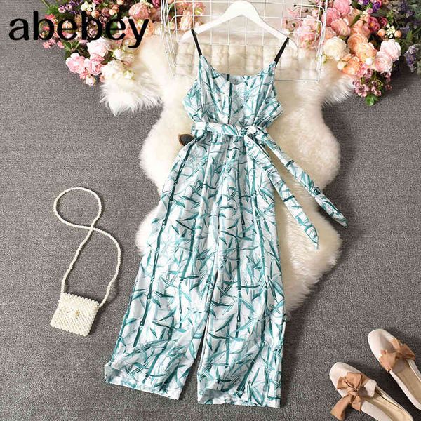 

women strap print jumpsuits v neck sleeveless off shoulder long rompers summer casual wide legs beach 210512, Black;white