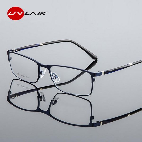 

fashion sunglasses frames uvlaik steel alloy glasses frame men 2021 business casual metal myopia optical spectacle clear lens, Black