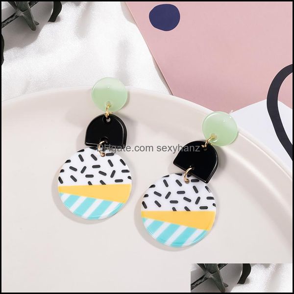 

charm earrings jewelry fashion korean acrylic colorf irregar for women geometric round cute graffiti dangle earings 2021 party drop delivery, Golden