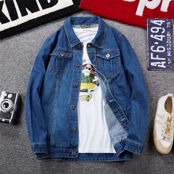 

plus size 6xl 7xl 8xl classic blue men's denim jacket multi-pocket casual spring autumn male high-quality brand clothes 211214, Black;brown