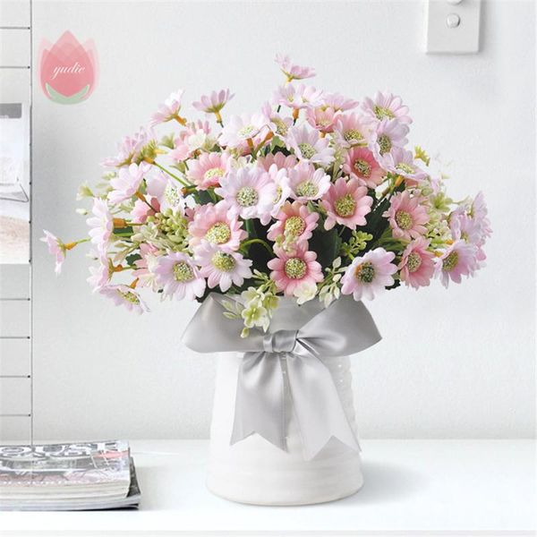 

forks 15 heads daisy bouquet artificial flowers home wedding party decoration potted plants diy accessories fake flower decor decorative & w