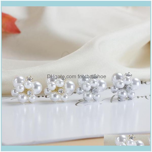 Charm Jewelrypure Pearl Fashion 925 Sier Çiçek İğreni Takı Gelişmiş Klipi Kulak Deliği Küpe Damla Teslimat 2021 Nrzzq