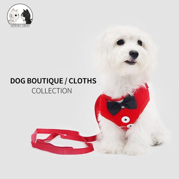 

dog collars & leashes summer breathable dogs harness pet puppy leash bowknot chest belt collar for chihuahua yorkshire vest walking lead