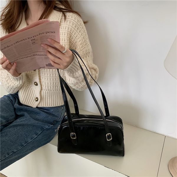 

large capacity women shoulder underarm bag solid color pu leather ladies portable handbag fashion design female casual tote bags