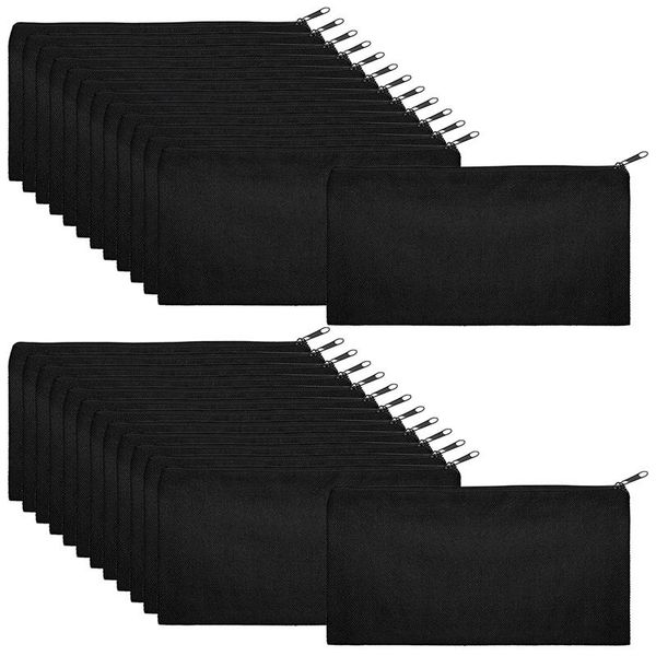 

pencil bags 50pcs canvas cosmetic bag with zipper plain blank diy stationery craft