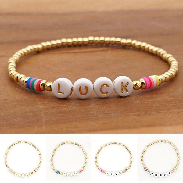 

beaded, strands women's fashion bohemian letter beads bracelets wedding jewelry gifts multi colors wristband, Black