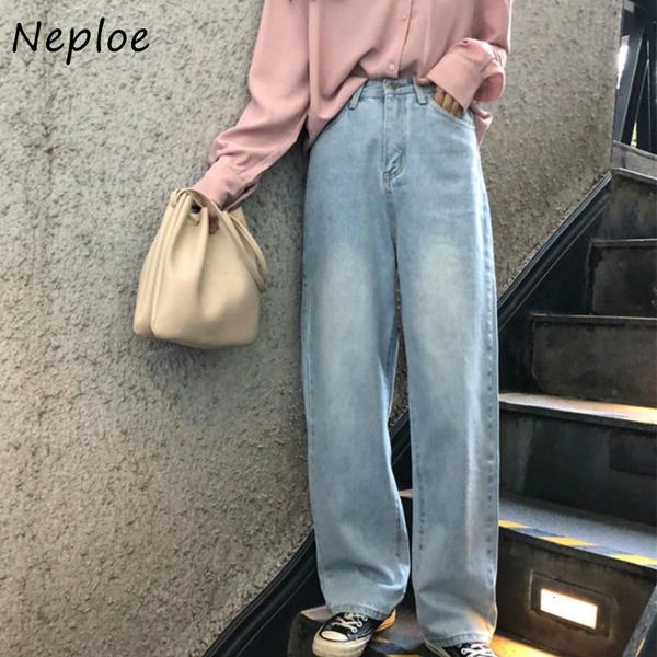 

women's jeans neploe high waist hip straight denim pants women pocket design solid trousers feminino spring pantalones mujer tie0, Blue