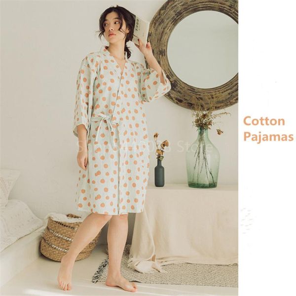 

yukata women pajamas set dresses for girls kimono cardigan fruit print nightgown kawaii outfit bathrobe cotton spring clothes ethnic clothin, Red