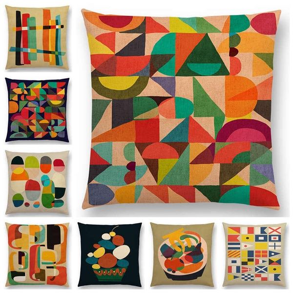 

arrivals color blocks field weave map colorful geometric abstract pattern prints cushion cover pillow case cushion/decorative