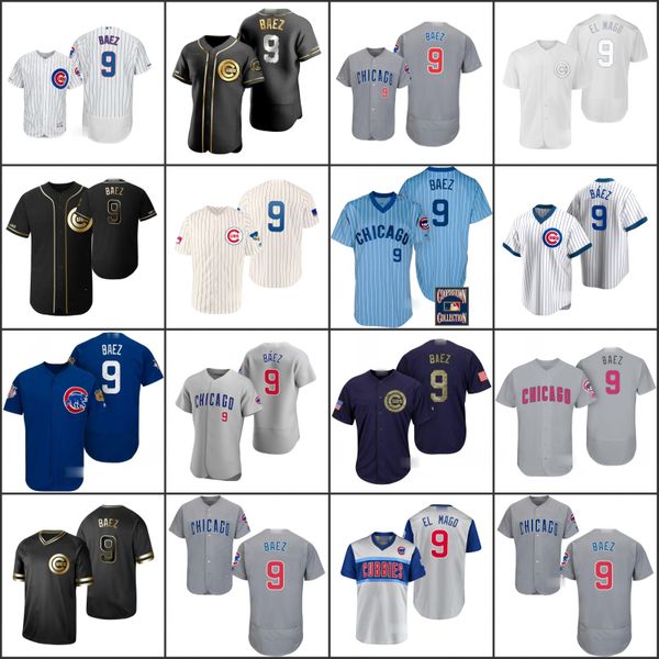 

chicago cubs men 9 javier baez white white men women youth jerseys, Black;red