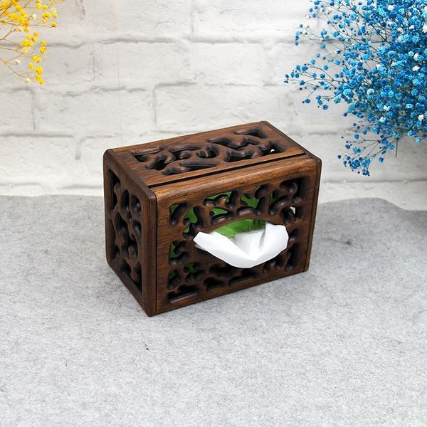

tissue boxes & napkins retro square hollow wooden coffee table tray living room bedroom household solid wood paper box home storage