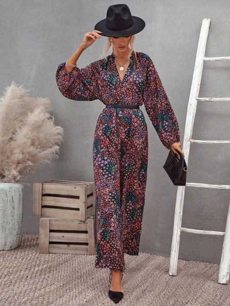 

ditsy floral wide leg jumpsuit without belt o9c8#, White