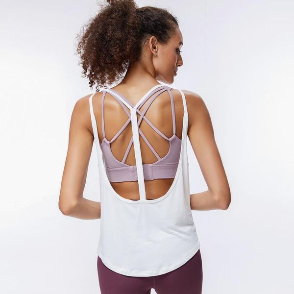 

yoga outfits sexcer sports women gym fitness vest workout elastic beautiful back halter running open tank sportswear, White;red